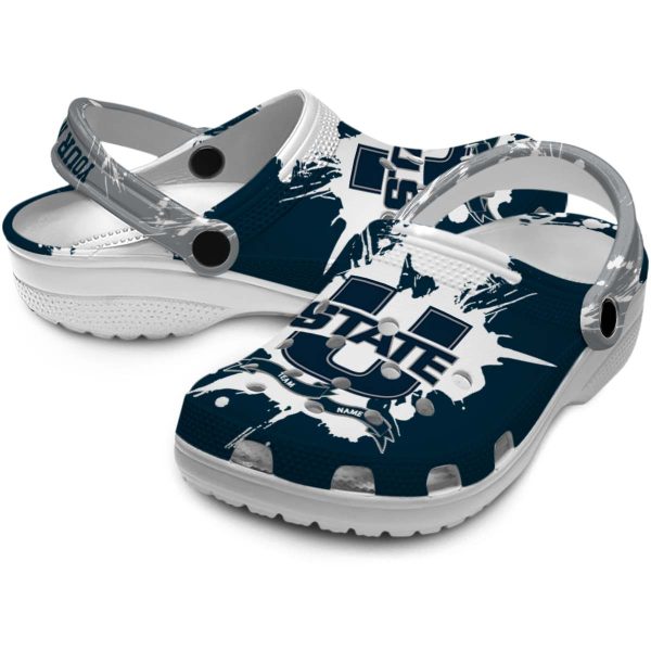 custom utah state aggies splatter pattern clog high quality
