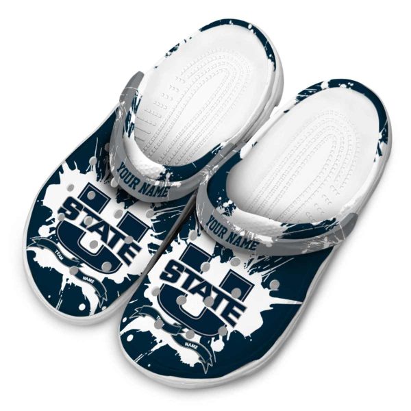 custom utah state aggies splatter pattern clog latest model