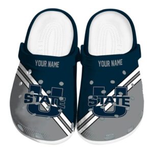 custom utah state aggies striped accents clog best selling