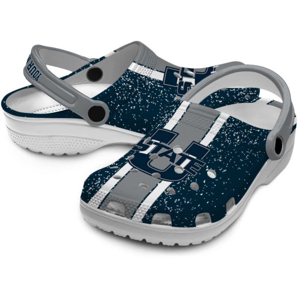 custom utah state aggies vertical stripes clog high quality