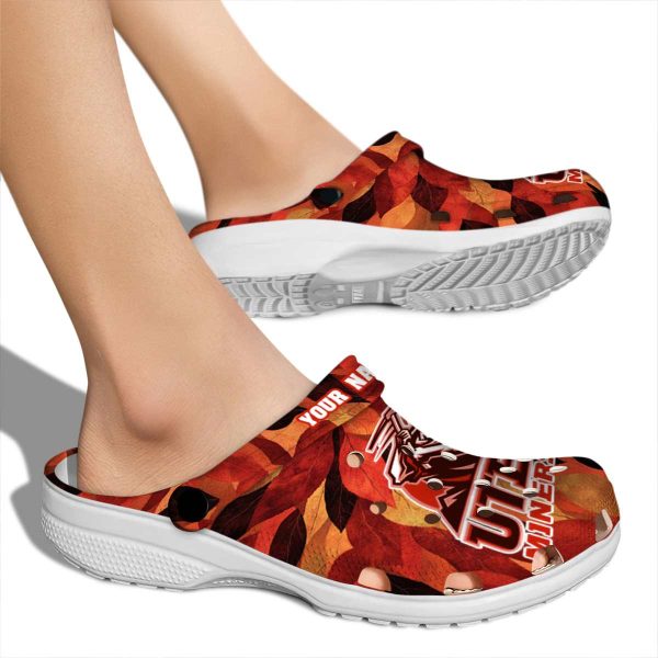 custom utep miners autumn leaves clog fashion forward