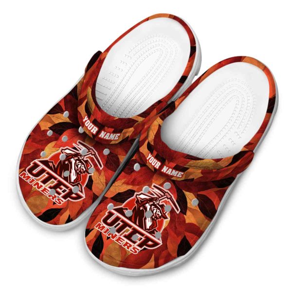 custom utep miners autumn leaves clog latest model