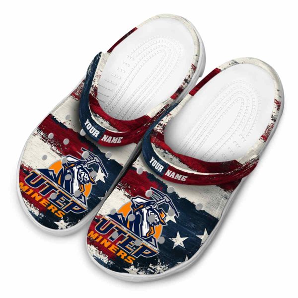 custom utep miners patriotic stripes clog latest model