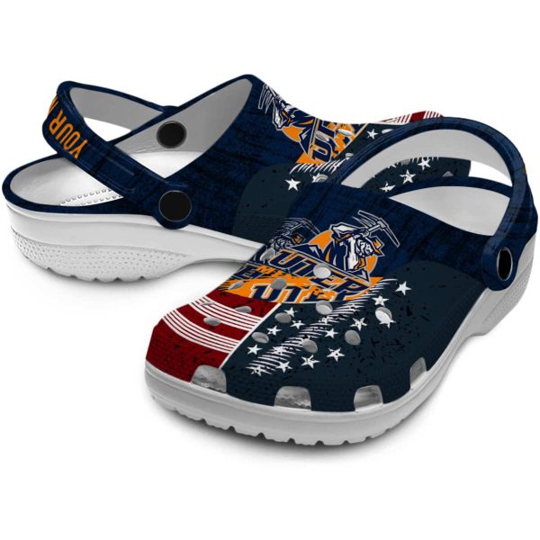 custom utep miners star spangled side pattern clog high quality