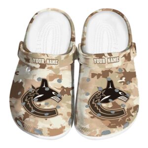 custom vancouver canucks desert camo clog best selling