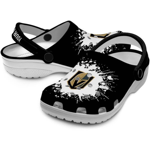 custom vegas golden knights splatter background clog high quality