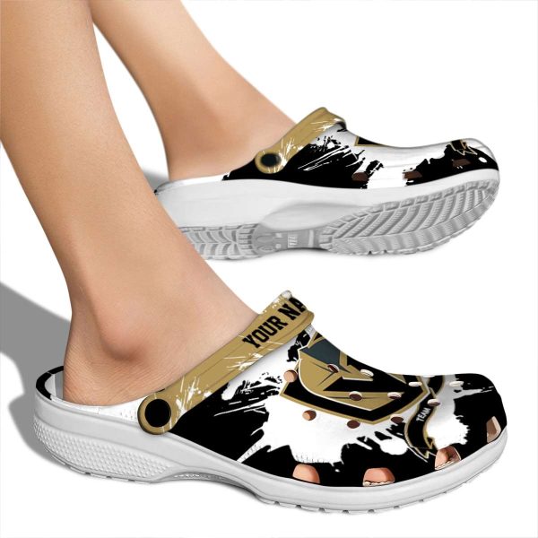custom vegas golden knights splatter pattern clog fashion forward