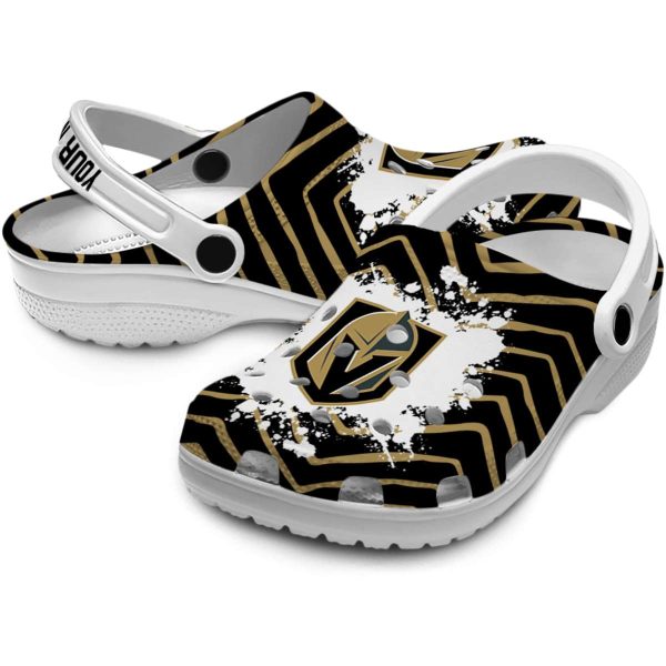 custom vegas golden knights zigzag paint burst clog high quality