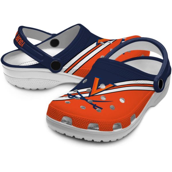 custom virginia cavaliers striped accents clog high quality