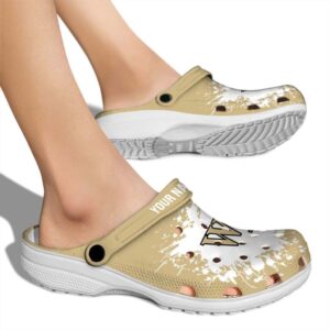 custom wake forest demon deacons splatter background clog fashion forward