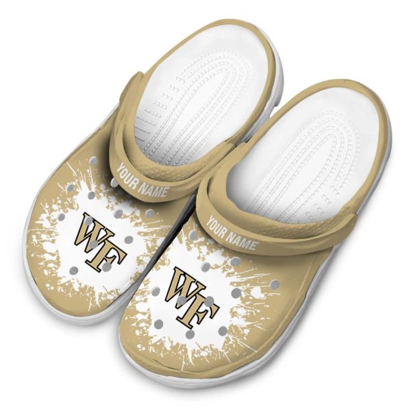 custom wake forest demon deacons splatter background clog latest model