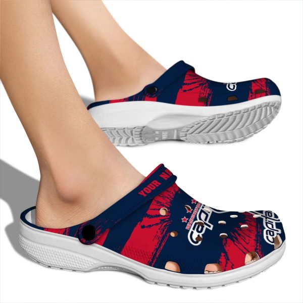 custom washington capitals paint splatter graphics clog fashion forward