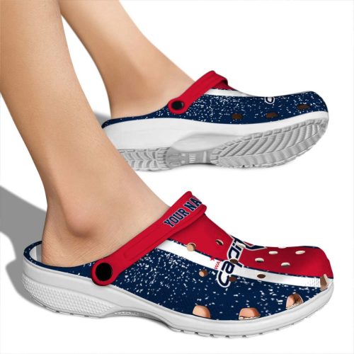 custom washington capitals vertical stripes clog fashion forward