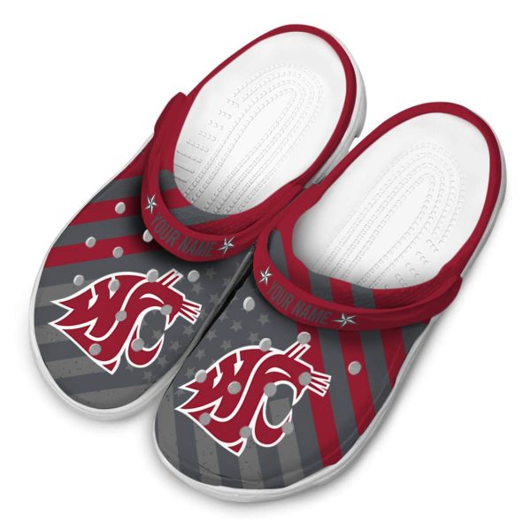 custom washington state cougars star spangled graphic clog latest model