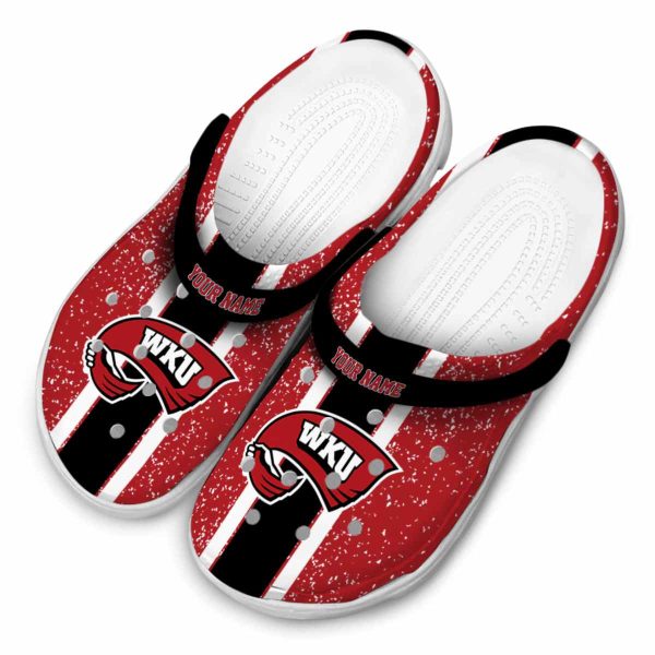 custom western kentucky hilltoppers vertical stripes clog latest model