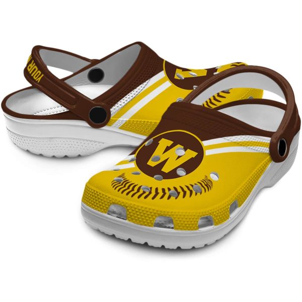 custom western michigan broncos baseball motif clog high quality