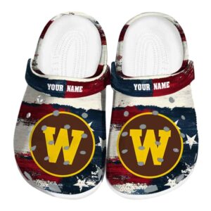 custom western michigan broncos patriotic stripes clog best selling