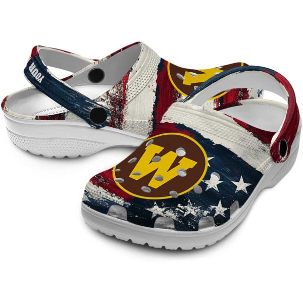 custom western michigan broncos patriotic stripes clog high quality