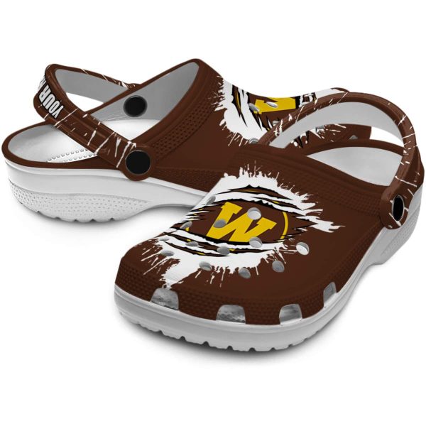 custom western michigan broncos splash motif background clog high quality
