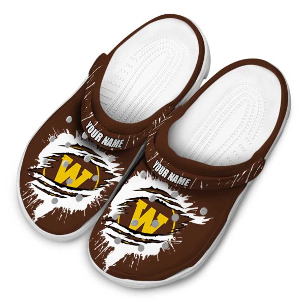 custom western michigan broncos splash motif background clog latest model