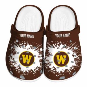custom western michigan broncos splatter background clog best selling