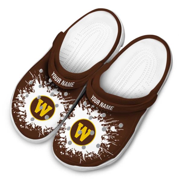 custom western michigan broncos splatter background clog latest model