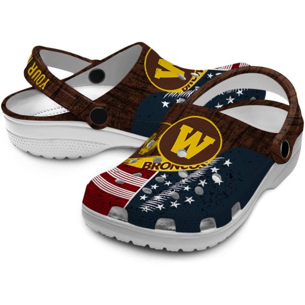 custom western michigan broncos star spangled side pattern clog high quality