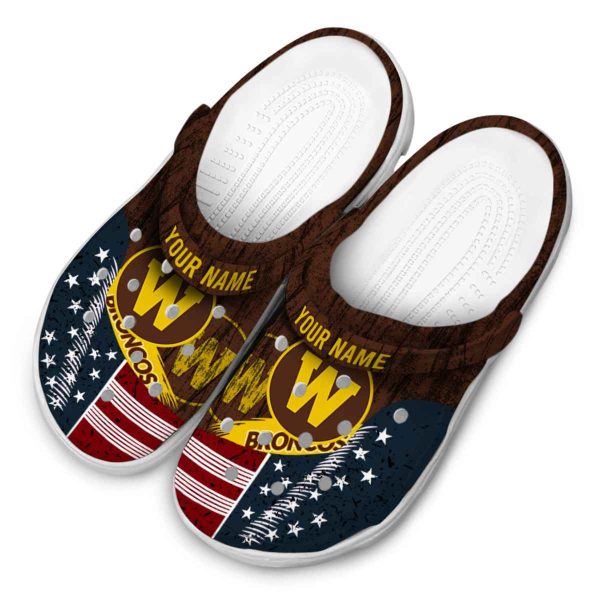 custom western michigan broncos star spangled side pattern clog latest model