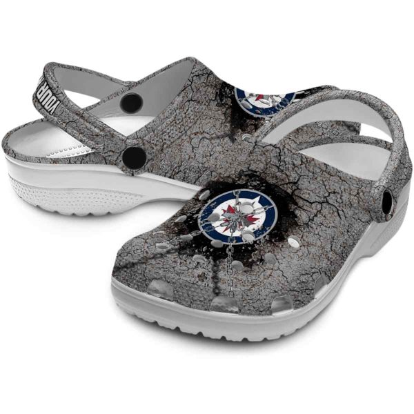 custom winnipeg jets cracked ground texture clog high quality