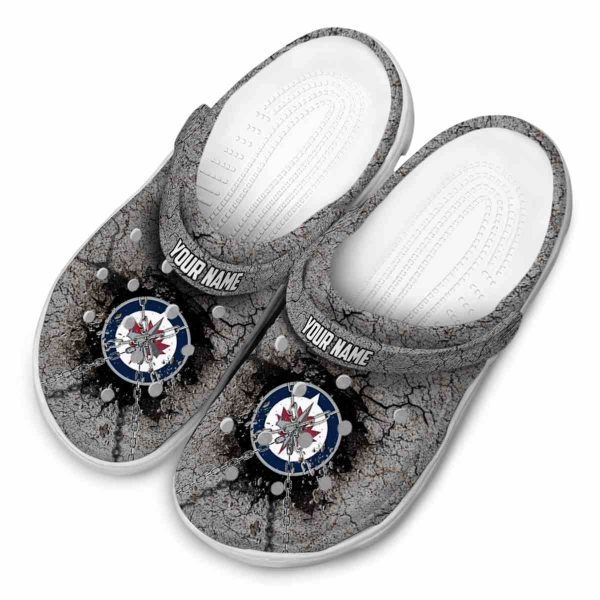 custom winnipeg jets cracked ground texture clog latest model