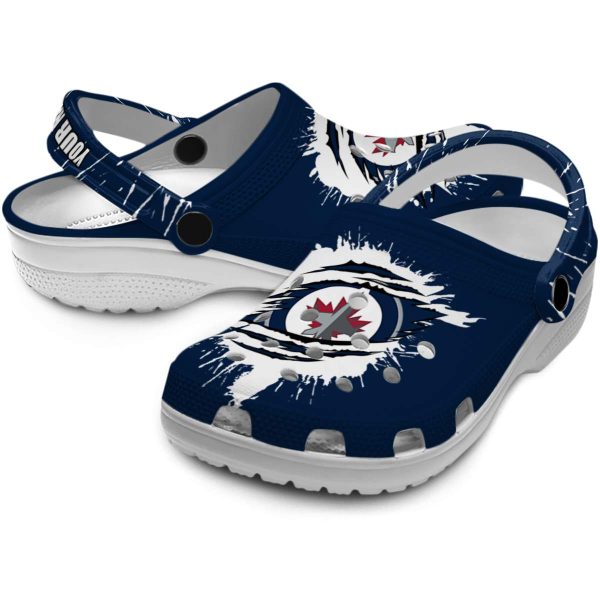 custom winnipeg jets splash motif background clog high quality