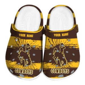 custom wyoming cowboys paint splatter graphics clog best selling