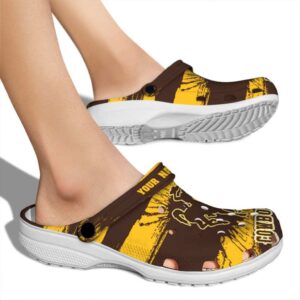 custom wyoming cowboys paint splatter graphics clog fashion forward