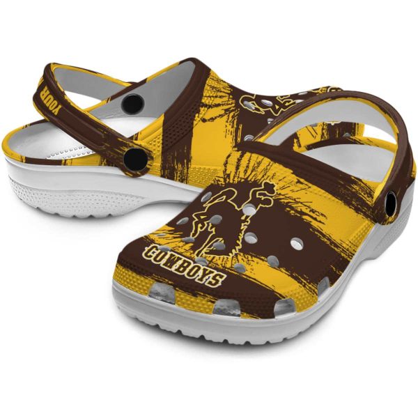 custom wyoming cowboys paint splatter graphics clog high quality