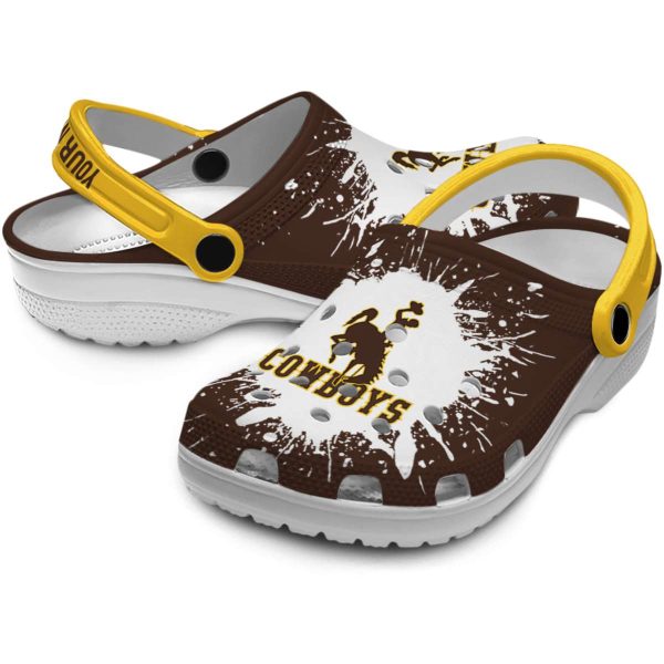 custom wyoming cowboys splash art clog high quality