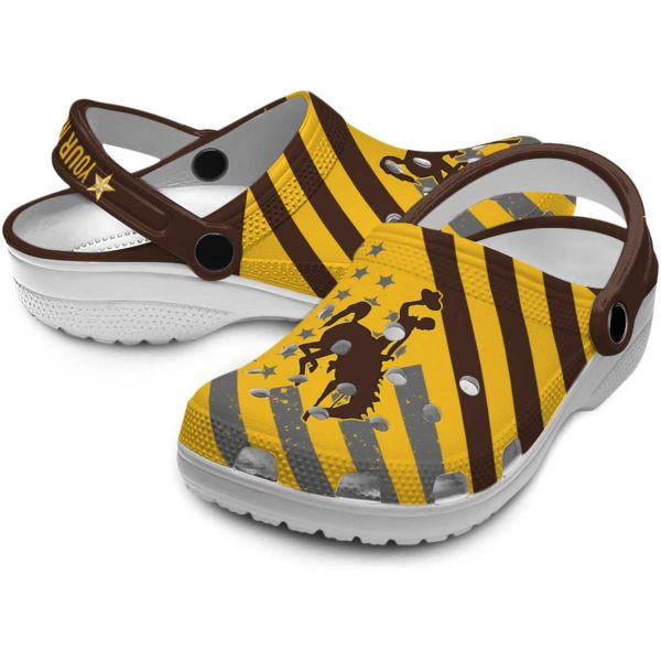 custom wyoming cowboys star spangled graphic clog high quality