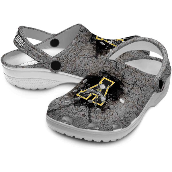 customized appalachian state mountaineers cracked ground texture clog high quality