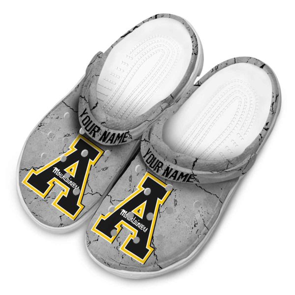 customized appalachian state mountaineers cracked texture clog latest model