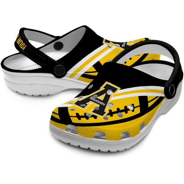 customized appalachian state mountaineers football motif clog high quality