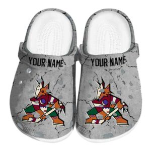 customized arizona coyotes cracked texture clog best selling