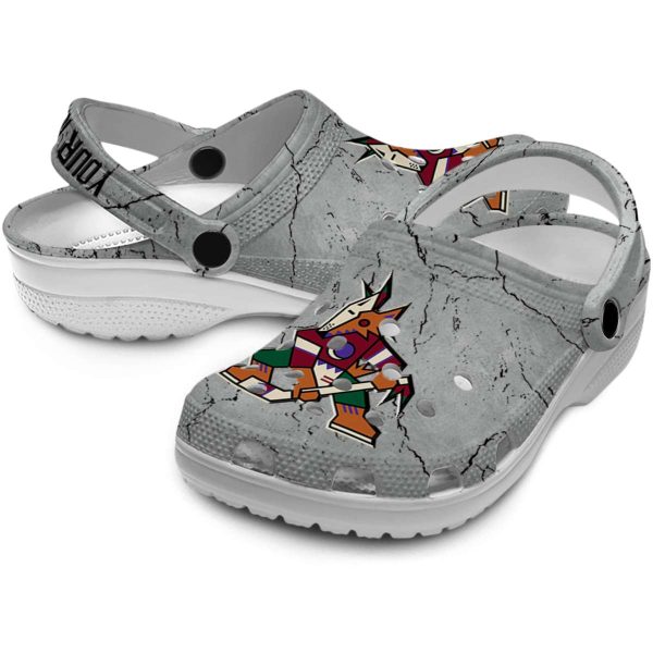 customized arizona coyotes cracked texture clog high quality