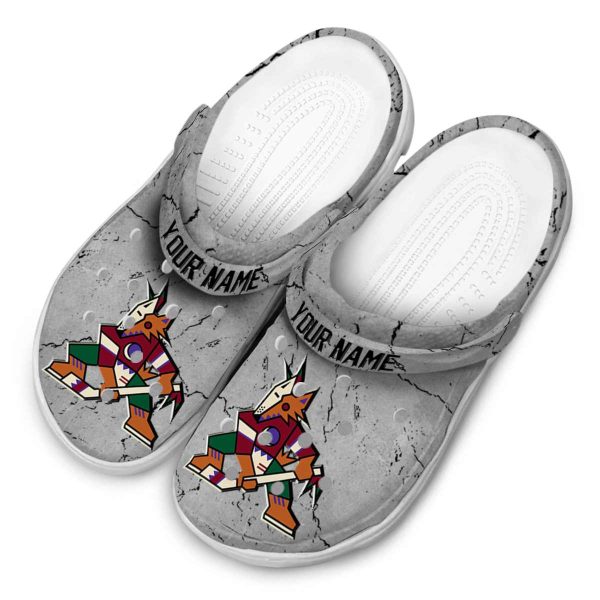 customized arizona coyotes cracked texture clog latest model