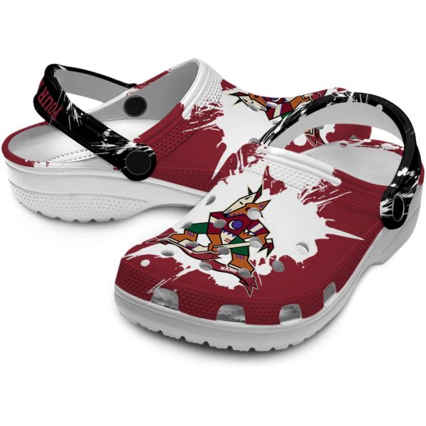customized arizona coyotes splatter pattern clog high quality