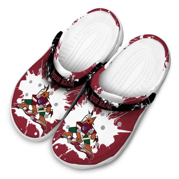 customized arizona coyotes splatter pattern clog latest model