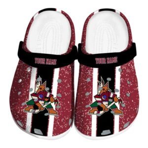 customized arizona coyotes vertical stripes clog best selling