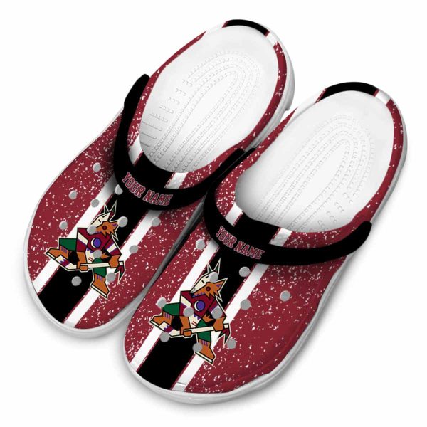 customized arizona coyotes vertical stripes clog latest model