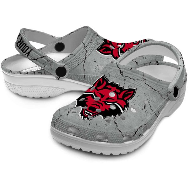 customized arkansas state red wolves cracked texture clog high quality