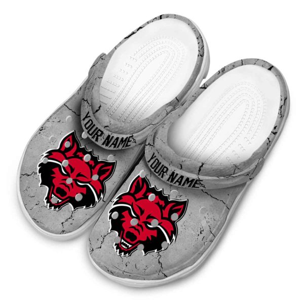 customized arkansas state red wolves cracked texture clog latest model