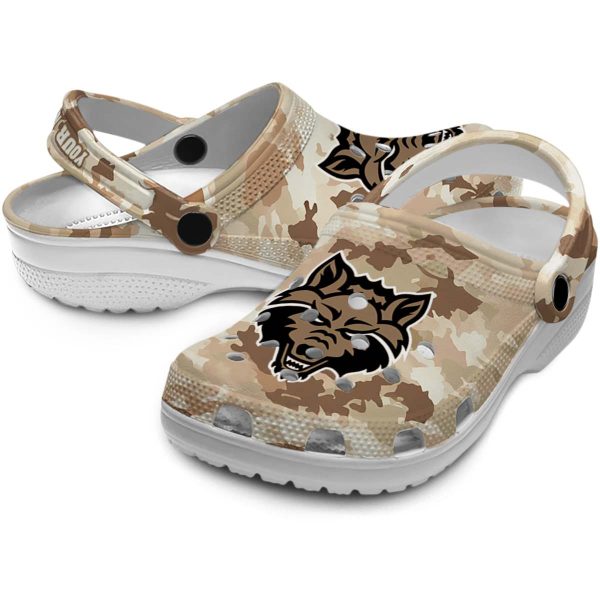 customized arkansas state red wolves desert camo clog high quality