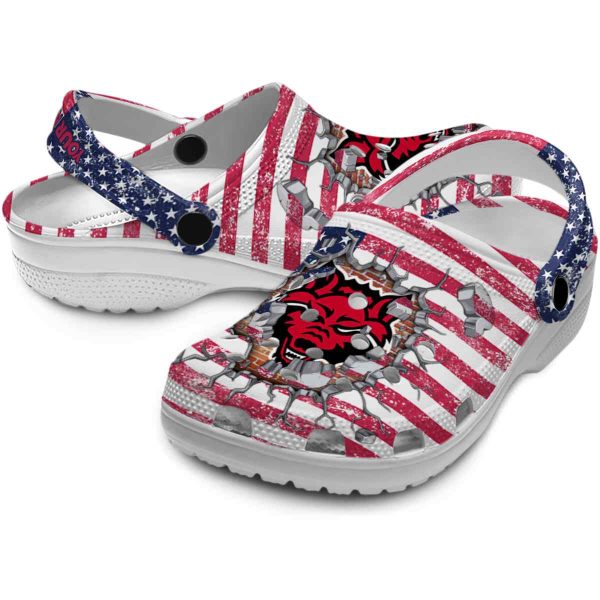 customized arkansas state red wolves freedom splinter clog high quality